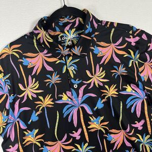 Chubbies Tou-Can Do It Polo Shirt Men's Medium Black Tropical Bird Performance